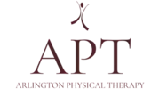 Logo of Arlington Physical Therapy featuring stylized letters 'A', 'M', and 'T' in a geometric red design.