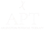 Alt text: "Modern 'APT' logo in sleek font, representing Arlington Physical Therapy's professional services.